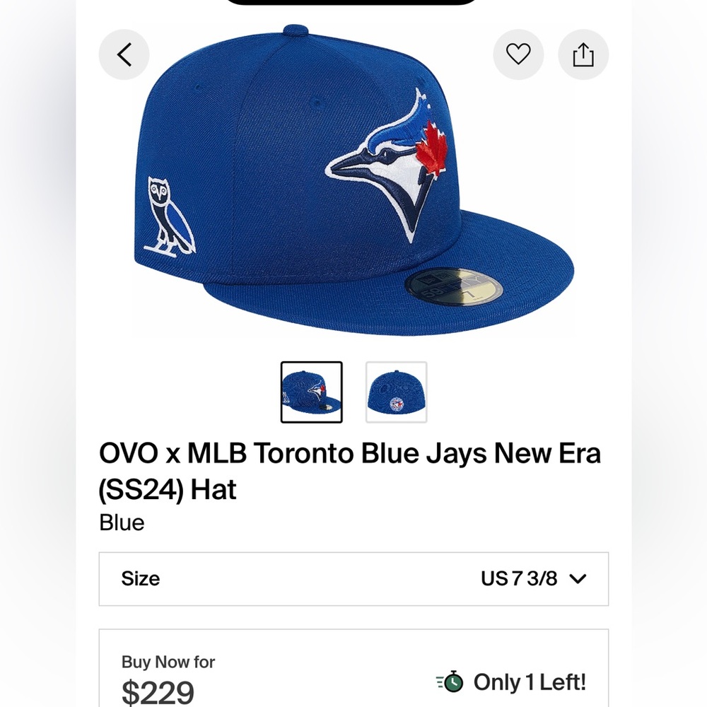 Ovo blue jays fitted 7 3/8